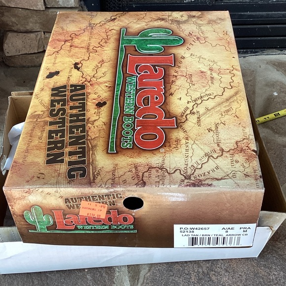 Laredo brown teal turquoise Floral Embroidered Cowboy Western Boots - Picture 8 of 9